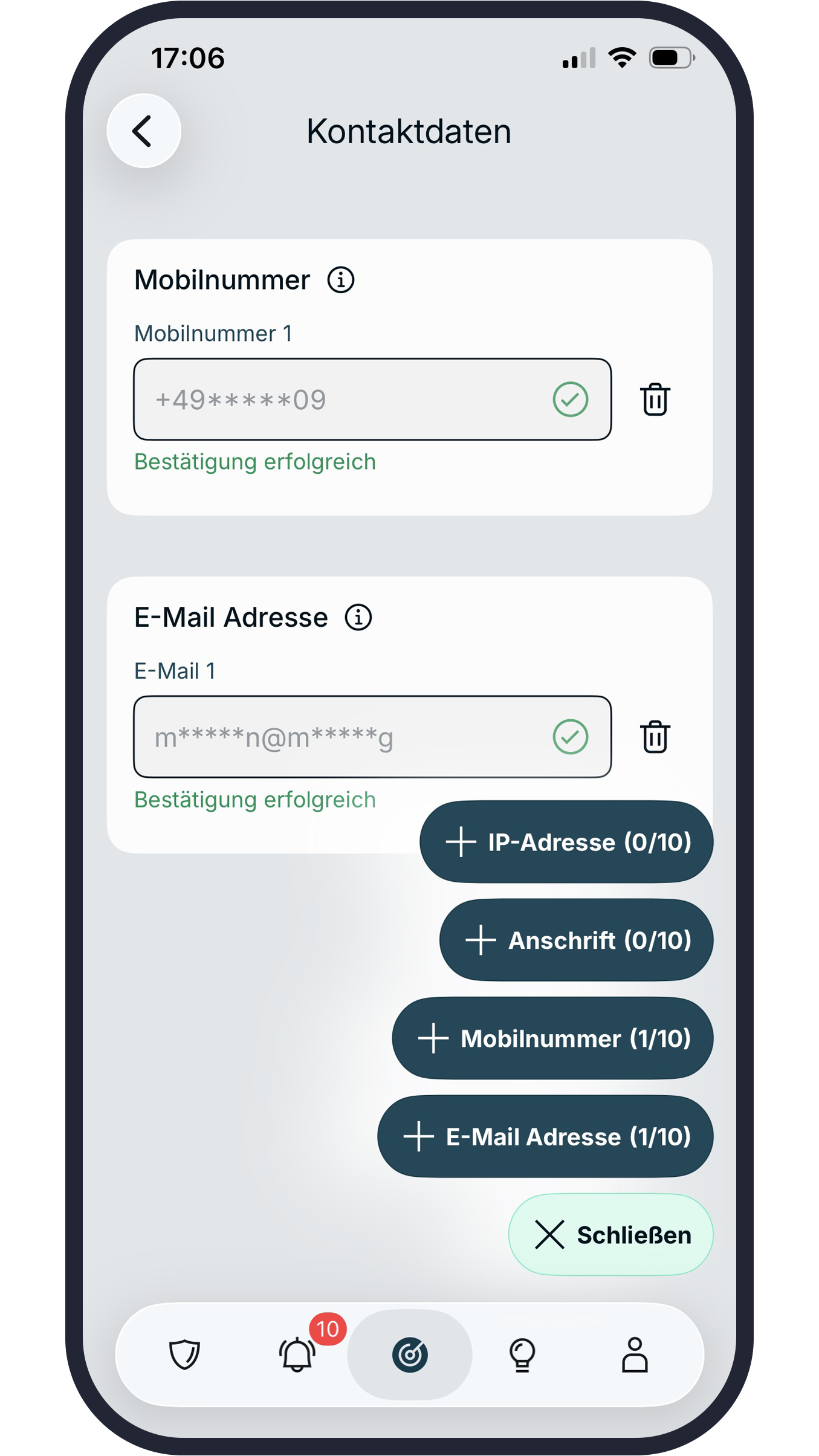 Attribute der omniac App,